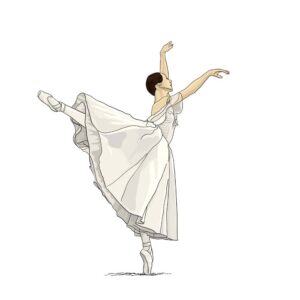 وکتور بالرین زن جوان در حال رقص باله - وکتور زن رقصنده باله