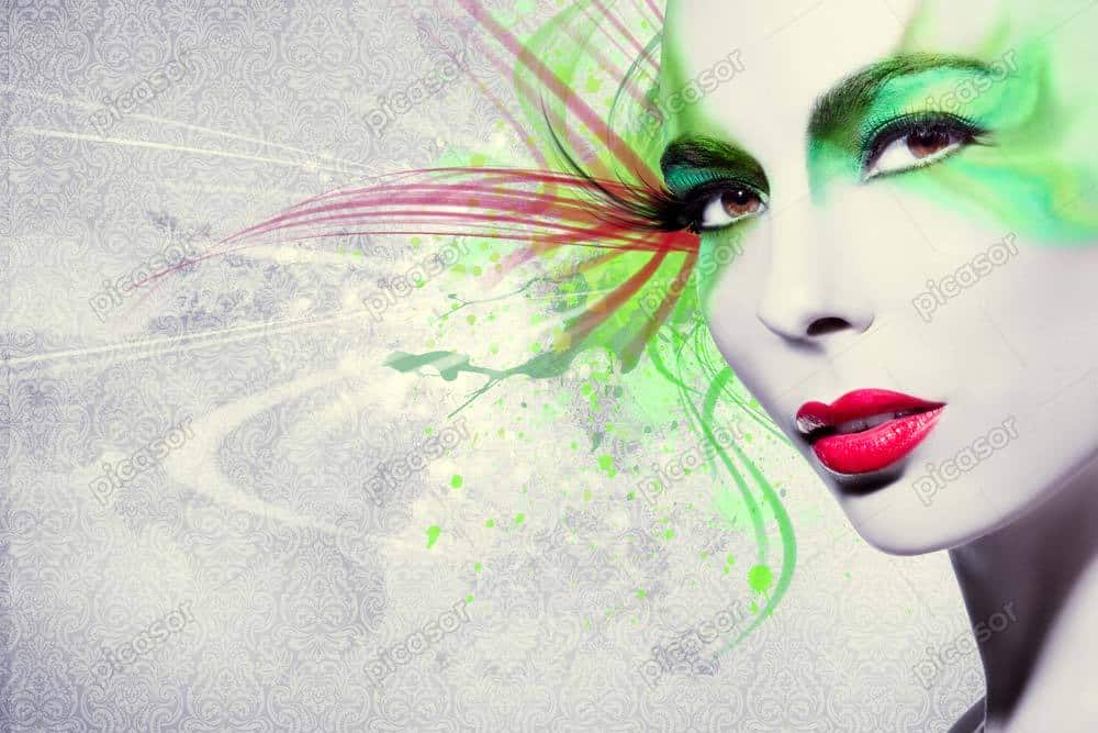 عکس زن فشن با آرایش سبز گرانج عکس زن فشن با آرایش سبز گرانج