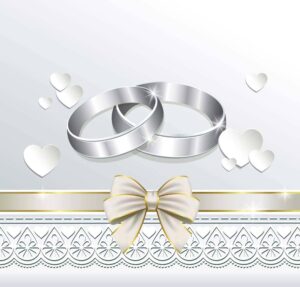 وکتور کارت عروسی با حلقه های نقره و پاپیون