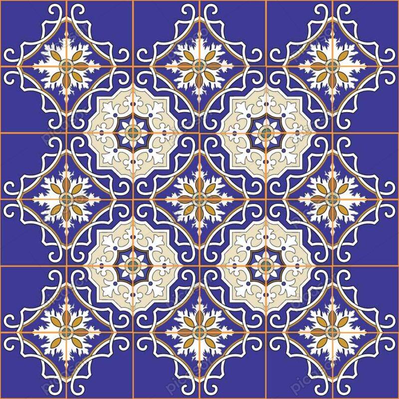 وکتور پترن طرح کاشیکاری تذهیبی سنتی - وکتور الگو طرح معماری سنتی