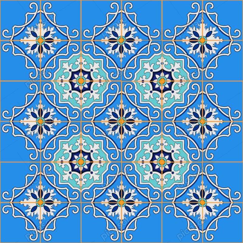 وکتور پترن طرح کاشیکاری تذهیبی سنتی - وکتور الگو طرح معماری سنتی