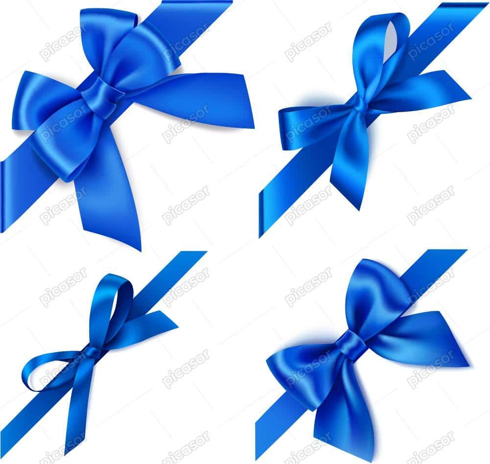 4 وکتور گوشه پاپیون با روبان آبی 4 وکتور گوشه پاپیون با روبان آبی