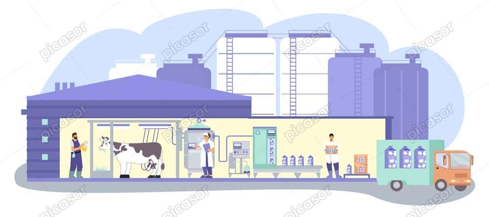 وکتور خط تولید لبنیات و شیر و فرآورده های لبنی وکتور خط تولید لبنیات و شیر و فرآورده های لبنی