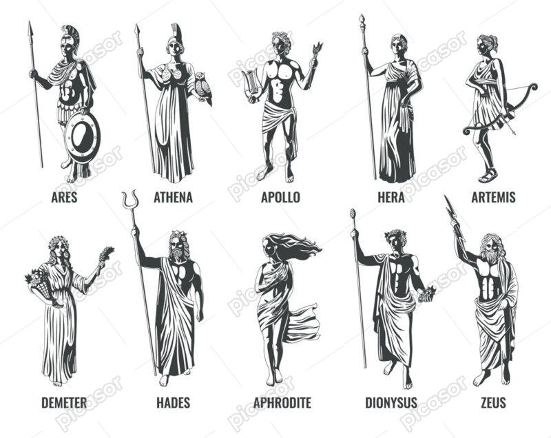 10 وکتور خدایان یونان باستان ایزدان المپ‌نشین یونانی