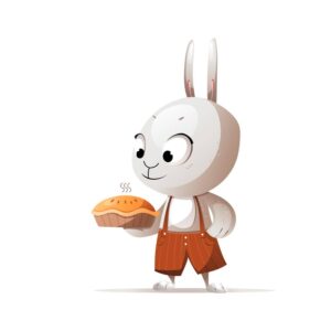وکتور خرگوش کارتونی با کیک هویج در دست