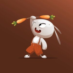 وکتور خرگوش کارتونی با مزه با هویج