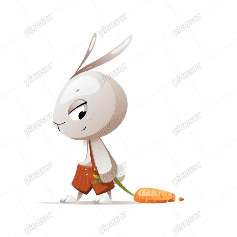 وکتور هویج در دست خرگوش کارتونی