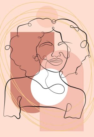 وکتور تابلو نقاشی پرتره زن مینیمال خطی - وکتور چهره زن آبستره مینیمالیستی
