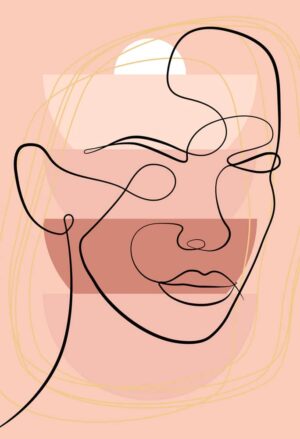 وکتور پوستر پرتره زن مینیمال - وکتورخطی از چهره انتزاعی مینیمالیستی
