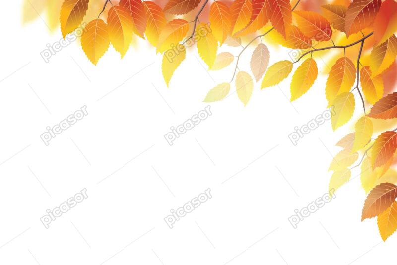 وکتور قاب گوشه با برگهای زرد پاییزی