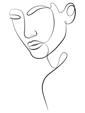 وکتور نقاشی زن مینیمال خطی - وکتور پرتره زن آبستره مینیمالیستی