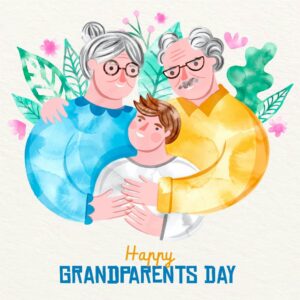 وکتور نقاشی پدربزرگ مادربزرگ و نوه - وکتور روز جهانی سالمند