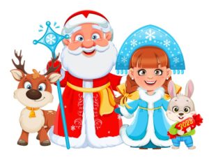 4 وکتور ملکه یخ خرگوش بابانوئل و گوزن - وکتور شخصیتهای کارتونی کریسمس