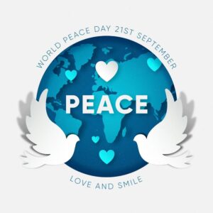 وکتور کبوترهای صلح با کره زمین مناسبت روز جهانی صلح