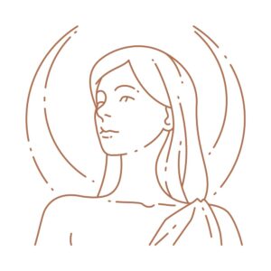 وکتور نقاشی زن زیبا با هلال ماه طرح خطی