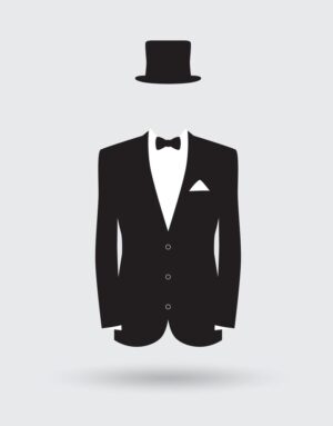 وکتور کت بلند مردانه با کلاه و پاپیون - مجموعه وکتور پوشاک مردانه