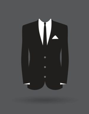 وکتور کت مشکی بلند مردانه با کروات - مجموعه وکتور پوشاک لاکچری مردانه