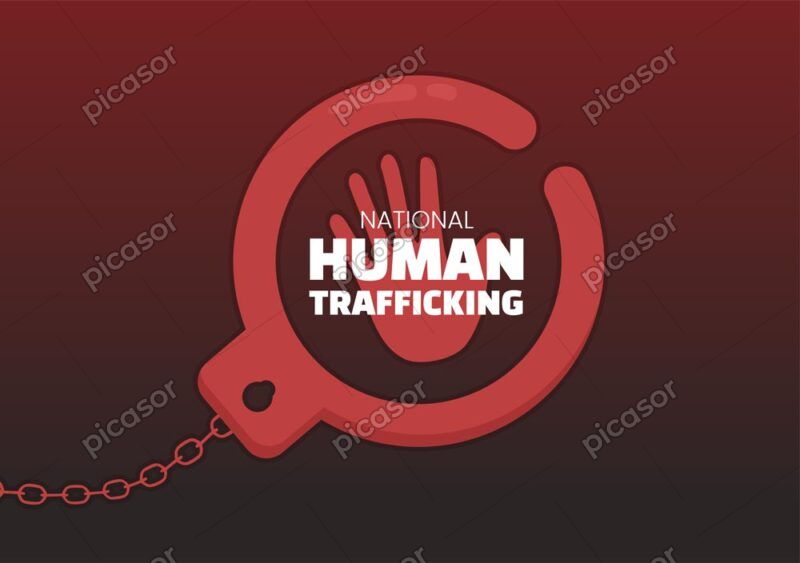 وکتور دست با دستبند - وکتور روز جهانی مبارزه با قاچاق انسان