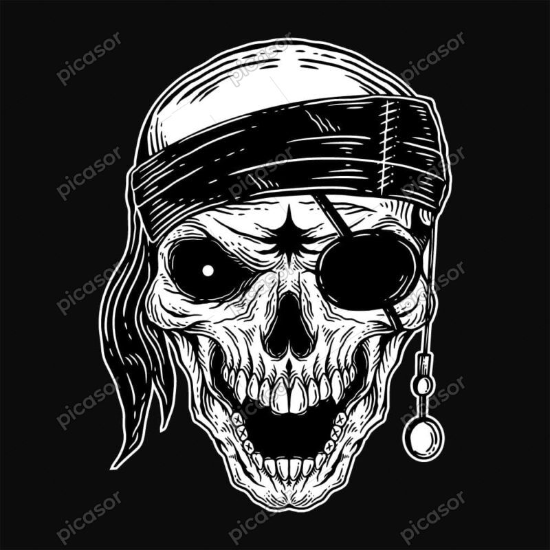 وکتور جمجمه دزد دریایی با دستمال سر