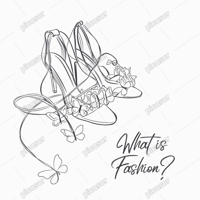 وکتور کفش صندل زنانه با پروانه طرح خطی