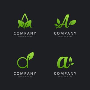 4 وکتور لوگو حرف A با برگ سبز