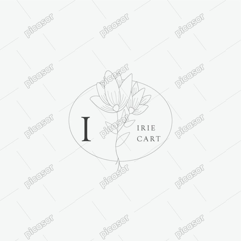 وکتور لوگو نقاشی شاخه گل ساده مینیمال