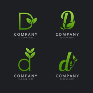 4 وکتور لوگو حرف D با برگ سبز - وکتور لوگو حروف لاتین با برگهای سبز