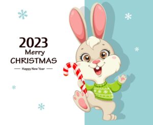 وکتور زمینه کریسمس با خرگوش کارتونی