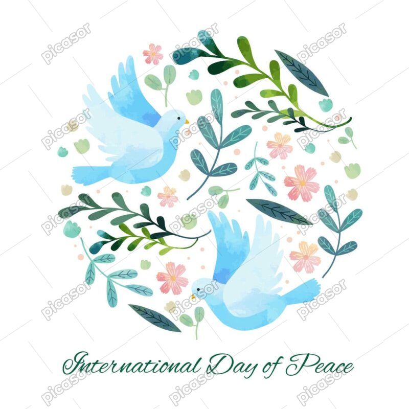 وکتور کبوترهای صلح روز جهانی صلح