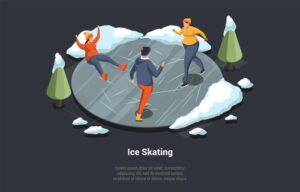 وکتور ورزش اسکیت روی یخ طرح ایزومتریک