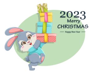 وکتور خرگوش با هدیه های کریسمس طرح کارتونی