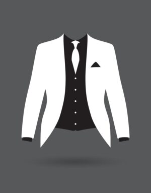وکتور کت سفید و کروات - مجموعه وکتور پوشاک لوکس مردانه