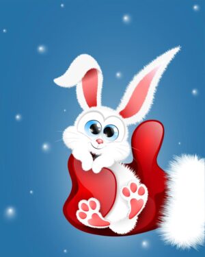 وکتور خرگوش کوچولو در دست بابا نوئل