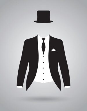 وکتور کت بلند مردانه با کلاه و کروات - مجموعه وکتور پوشاک مردانه