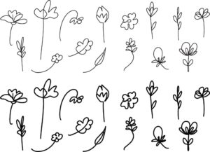 30 وکتور نقاشی گل خطی طرح کودکانه و ساده