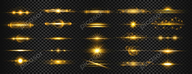 25 وکتور درخشش و افکت نور طلایی لنز