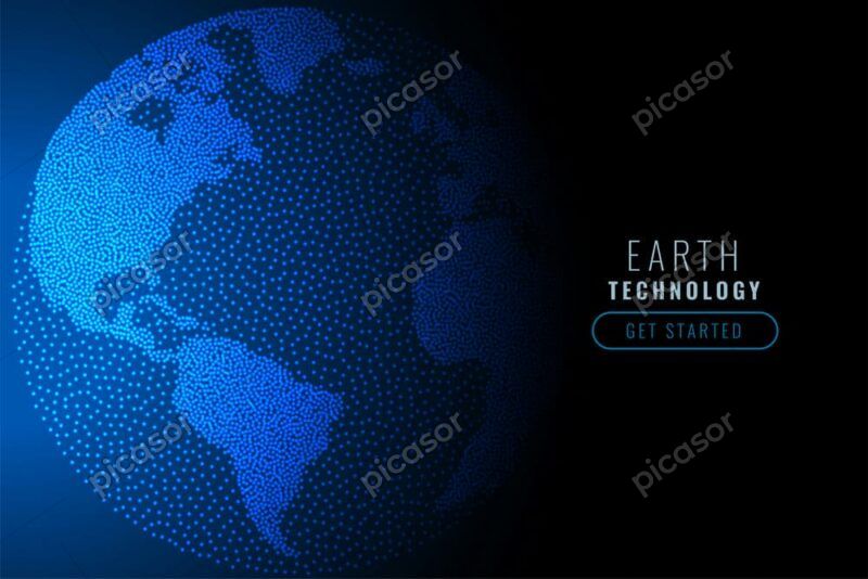 وکتور پس زمینه زمین دیجیتالی با نقطه - وکتور پس زمینه دانش و فن آوری