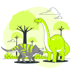 وکتور نقاشی دایناسورها در جنگل