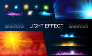 13 وکتور افکت درخشش نورهای رنگی - وکتور افکت نور لنز دوربین با پس زمینه درخشش و تابش نور