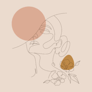 وکتور خطی پرتره زن با کلاه و گل - وکتور دختر خطی با گل و کلاه