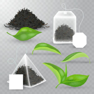 6 وکتور چای کیسه ای تی بگ با چای سیاه و برگ چای سبز