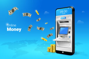 وکتور دستگاه ATM در موبایل - وکتور بانکداری الکترونیک