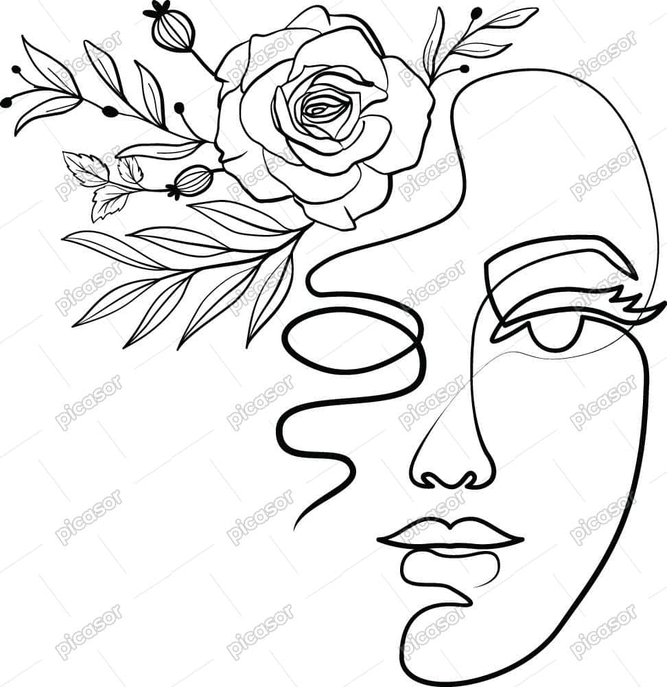 وکتور پرتره خطی زن جوان با تاج گل - وکتور چهره دختر با تاج گل طرح هنر خطی وکتور پرتره خطی زن جوان با تاج گل - وکتور چهره دختر با تاج گل طرح هنر خطی