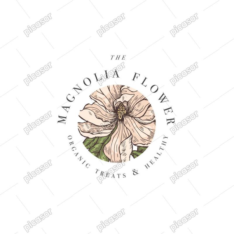 وکتور لوگو گل ماگنولیا - وکتور لوگو دمنوش گیاهی و روغن های گیاهی