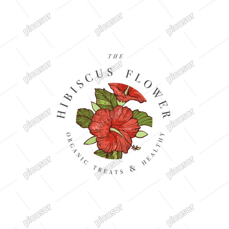 وکتور لوگو گل ختمی هیبیسکوس - وکتور لوگو دمنوش گیاهی و روغن های گیاهی