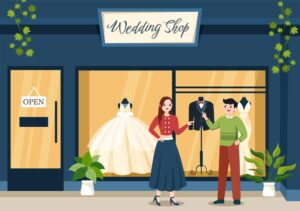 وکتور خرید لباس عروس و داماد - وکتور فروشگاه لباس عروس