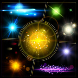8 وکتور افکت نور و درخشش نورهای رنگی - وکتور درخشش و تابش نور ستاره