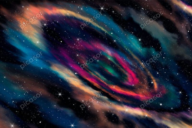 وکتور پس زمینه نقاشی کهکشان رنگارنگ