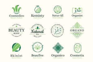 12 وکتور لوگو برگ خطی و شاخه گل مینیمال مناسب لوگوی محصولات ارگانیک و زیبایی