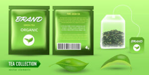 5 وکتور بسته چای سبز کیسه ای - وکتور تی بگ چای سبز